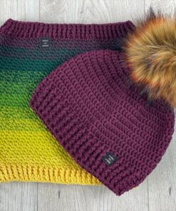 Komplet Czapka + Komin Burgund